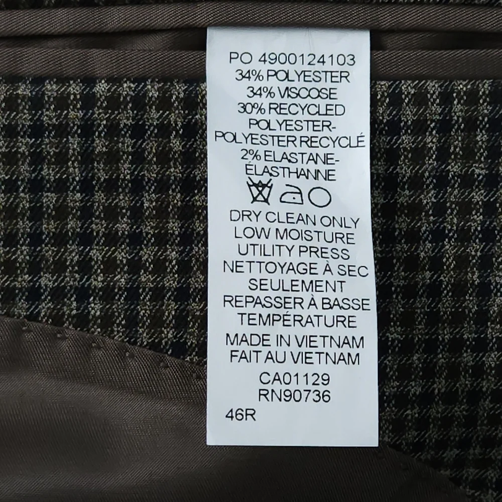Lauren Ralph Lauren 46R Brown Houndstooth Sport Coat‎ Blazer Jacket Mens